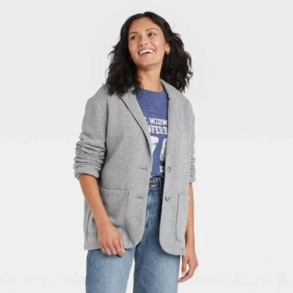 NWT Size S, Women's Knit Blazer - Universal Thread Heather Gray (SKU D3)